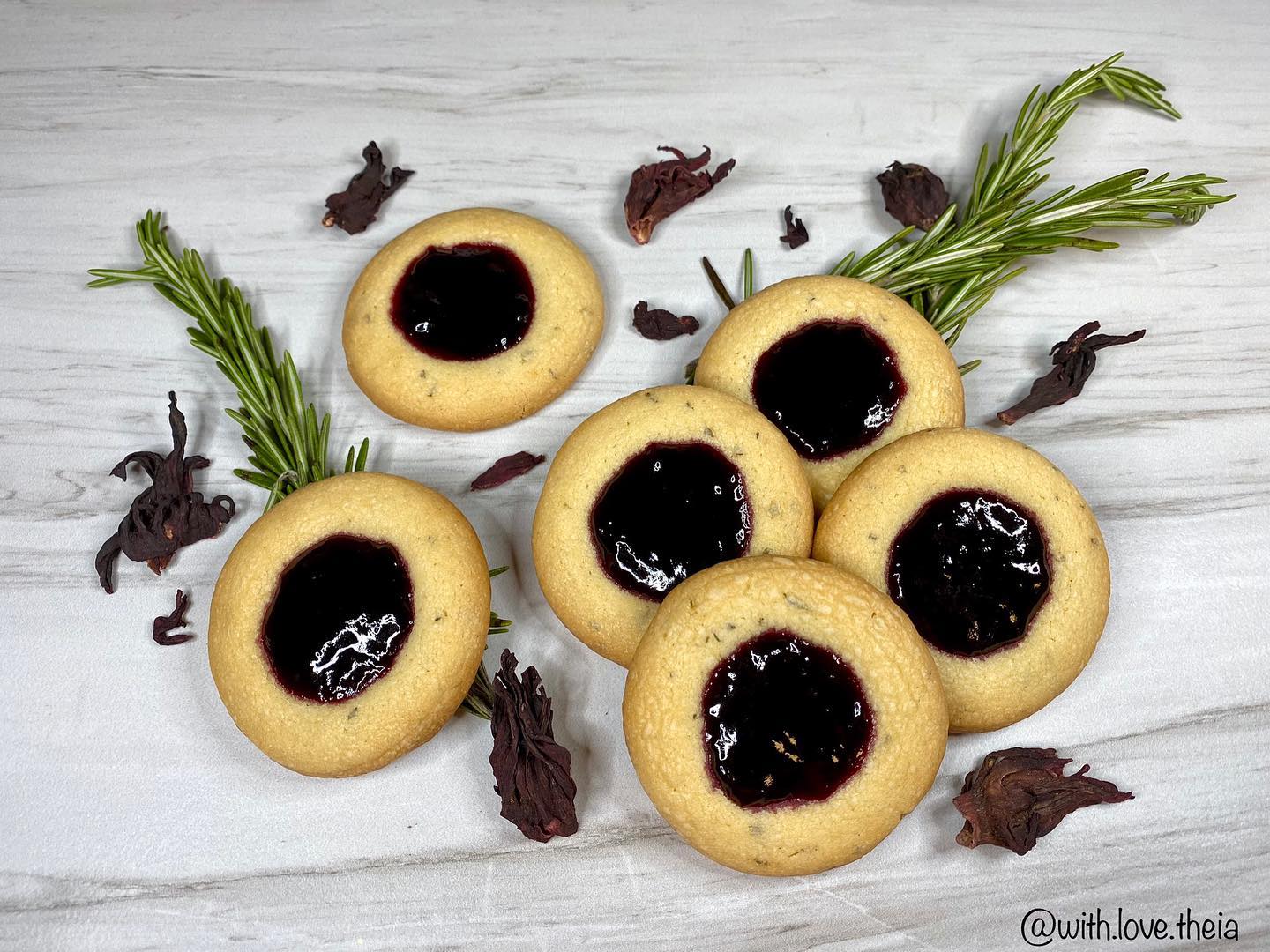 Herbs of Endearment: Fresh Rosemary, Thyme, and Marjoram Shortbread Cookie with Homemade Hibiscus Lemon Ginger Jelly