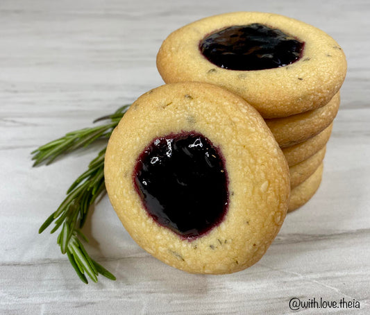 Herbs of Endearment: Fresh Rosemary, Thyme, and Marjoram Shortbread Cookie with Homemade Hibiscus Lemon Ginger Jelly